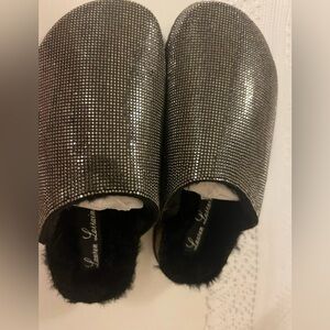 Lauren Lorraine Sparkling Silver Slippers